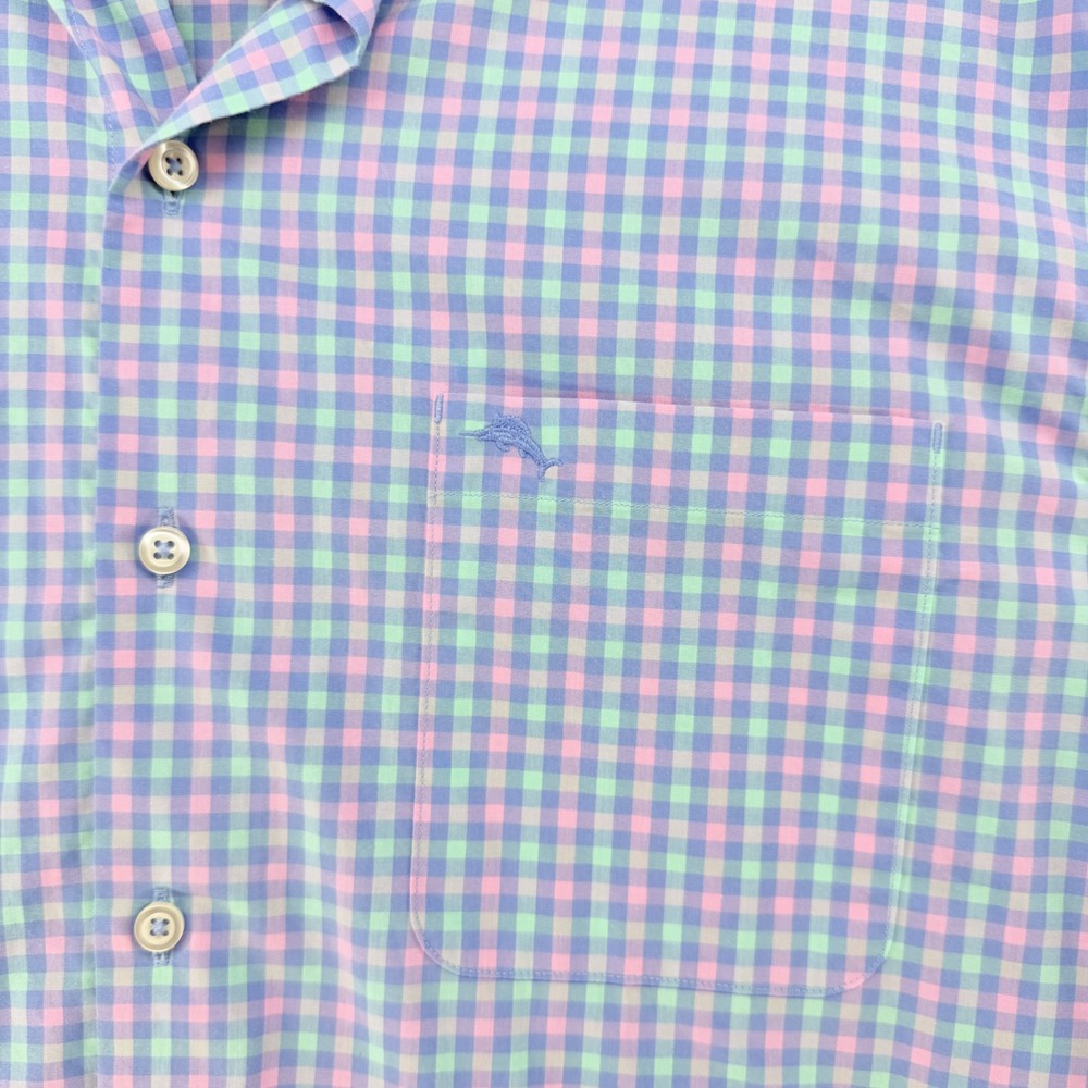 Tommy Bahama IslandZone Men's Large Multicolor Pima Cotton Gingham Shirt - Picture 5 of 12